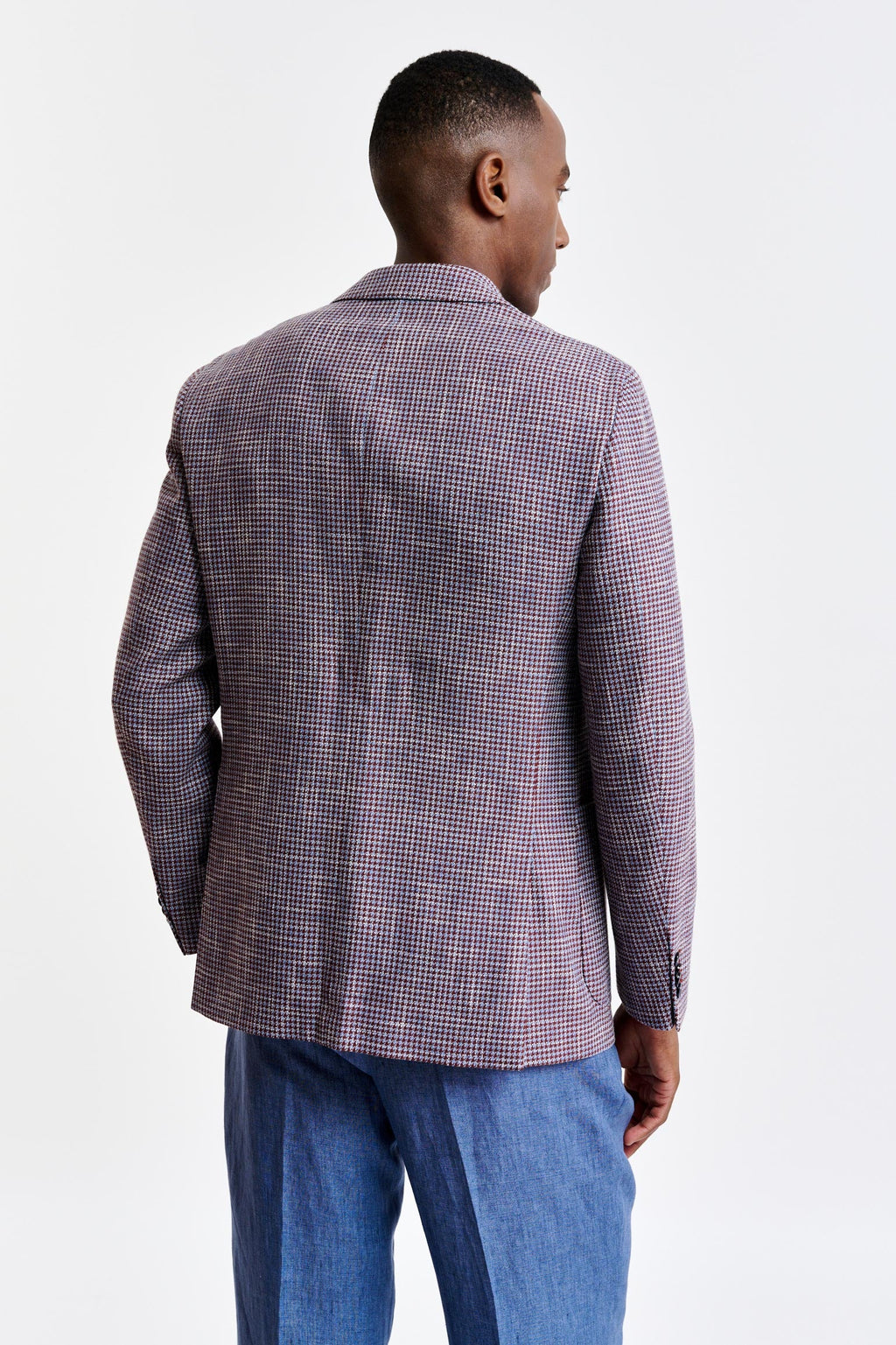 Burgundy Blue Cotton Kenton Jacket Riviera Trend — detail 6