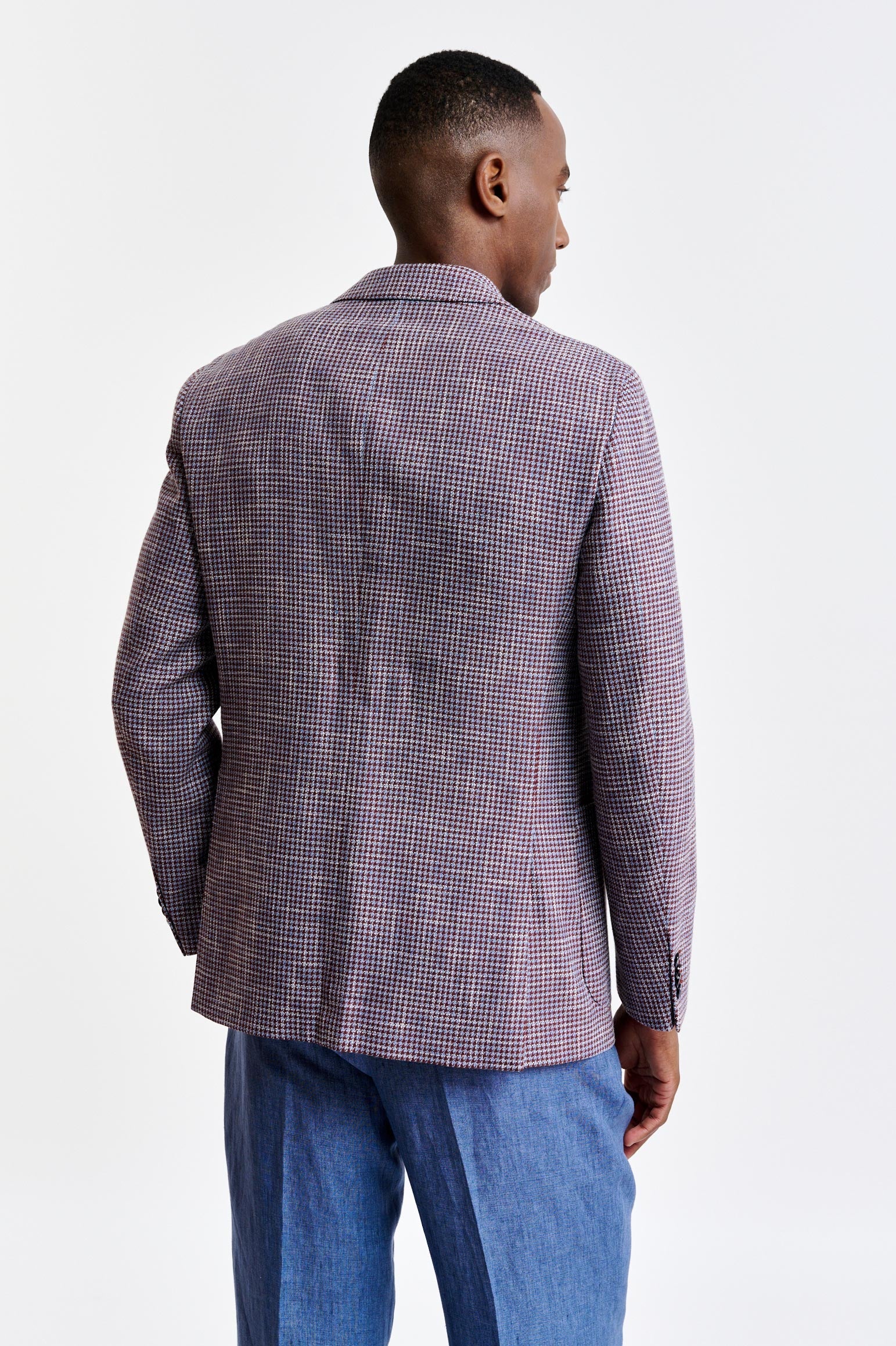 Burgundy Blue Cotton Kenton Jacket Riviera Trend — detail 6