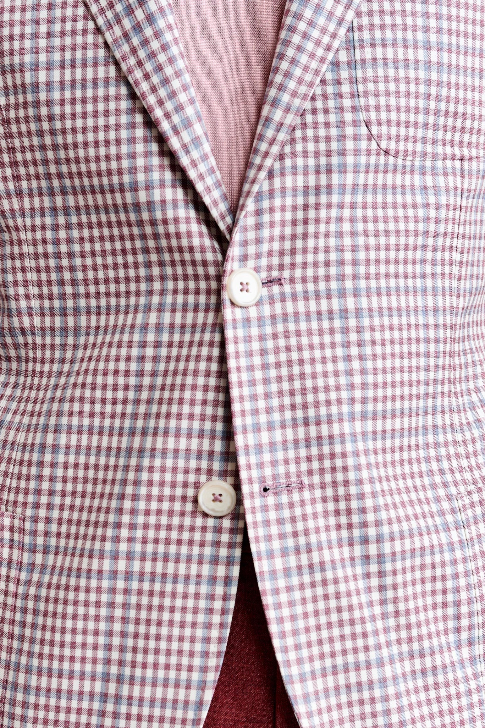 Red 100% Wool Super 130's Kenton Light Jacket Riviera Trend — detail 2