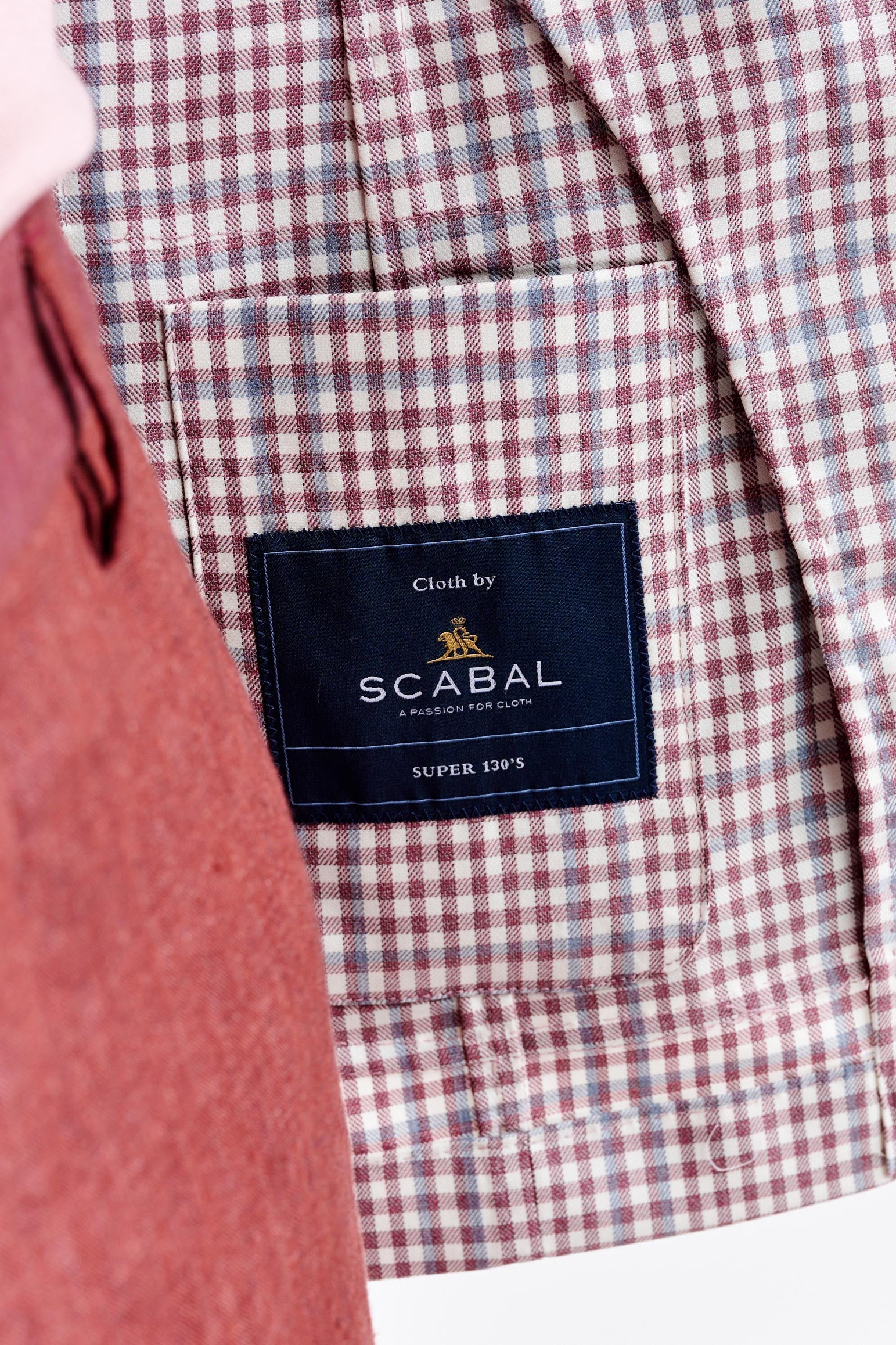 Red 100% Wool Super 130's Kenton Light Jacket Riviera Trend — detail 3