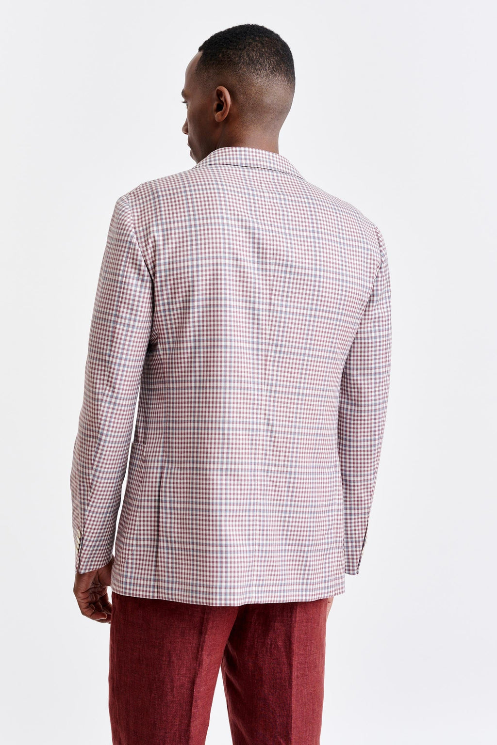 Red 100% Wool Super 130's Kenton Light Jacket Riviera Trend — detail 5