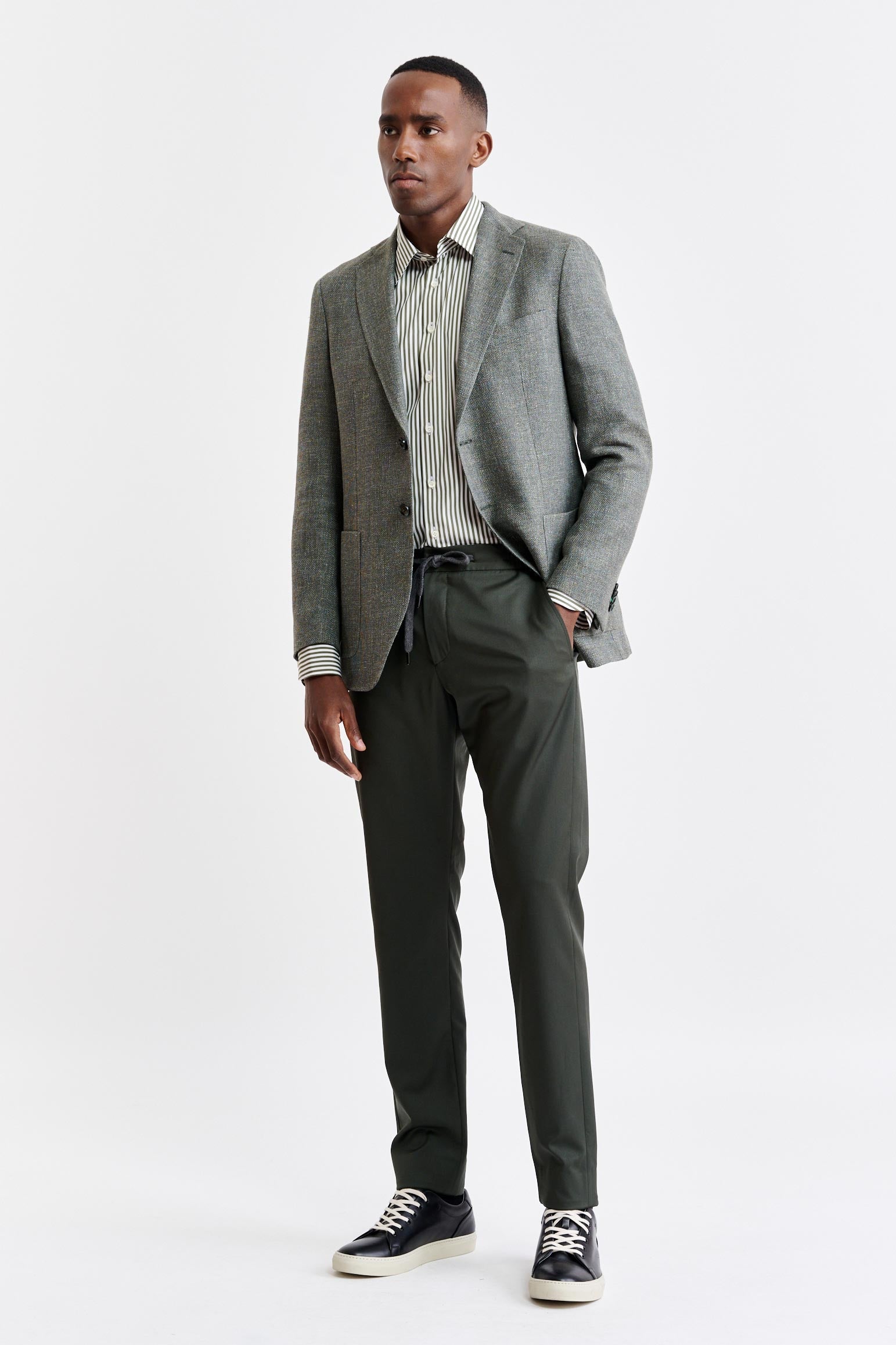 Medium Green Wool & Linen Kenton Jacket Jazz — detail 4
