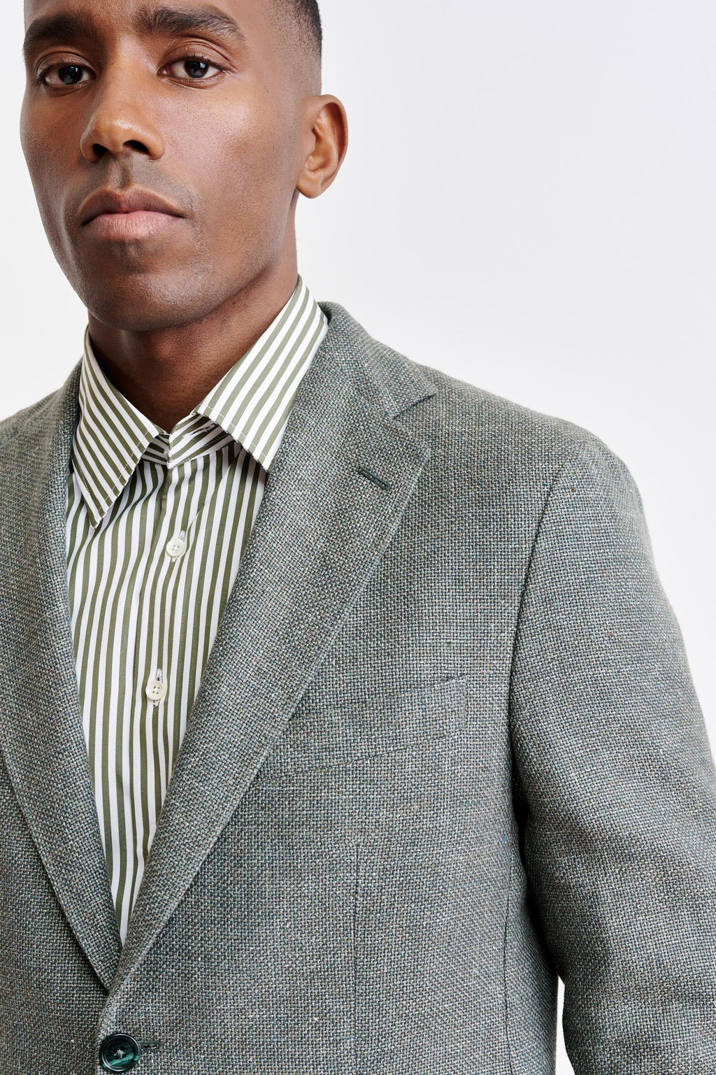 Medium Green Wool & Linen Kenton Jacket Jazz — detail 5