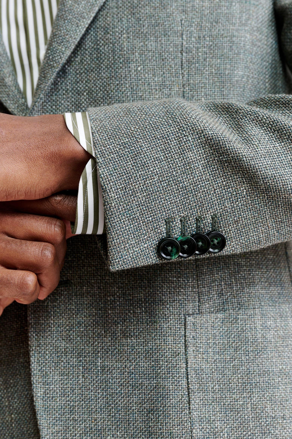 Medium Green Wool & Linen Kenton Jacket Jazz — detail 1