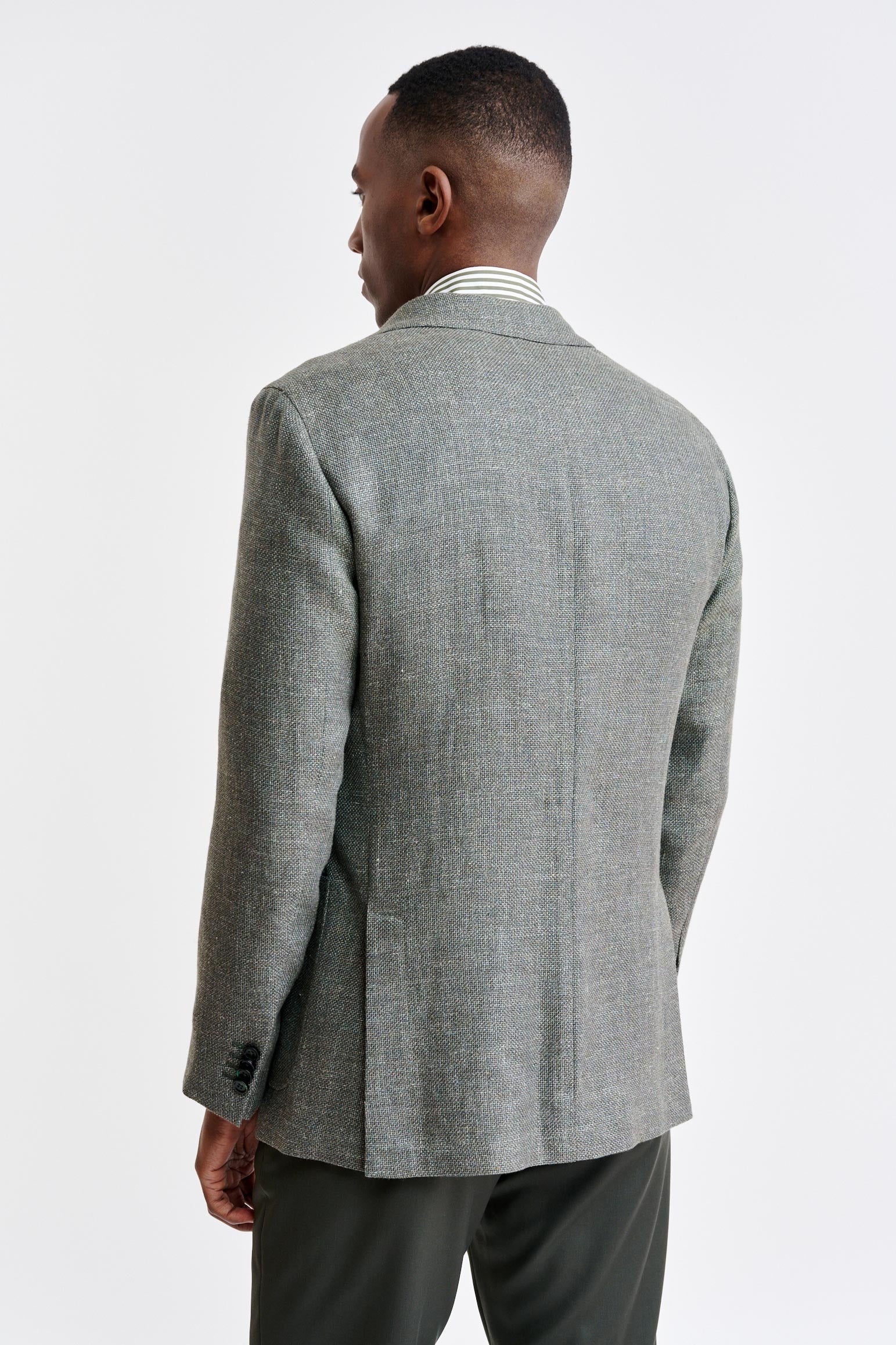 Medium Green Wool & Linen Kenton Jacket Jazz — detail 6