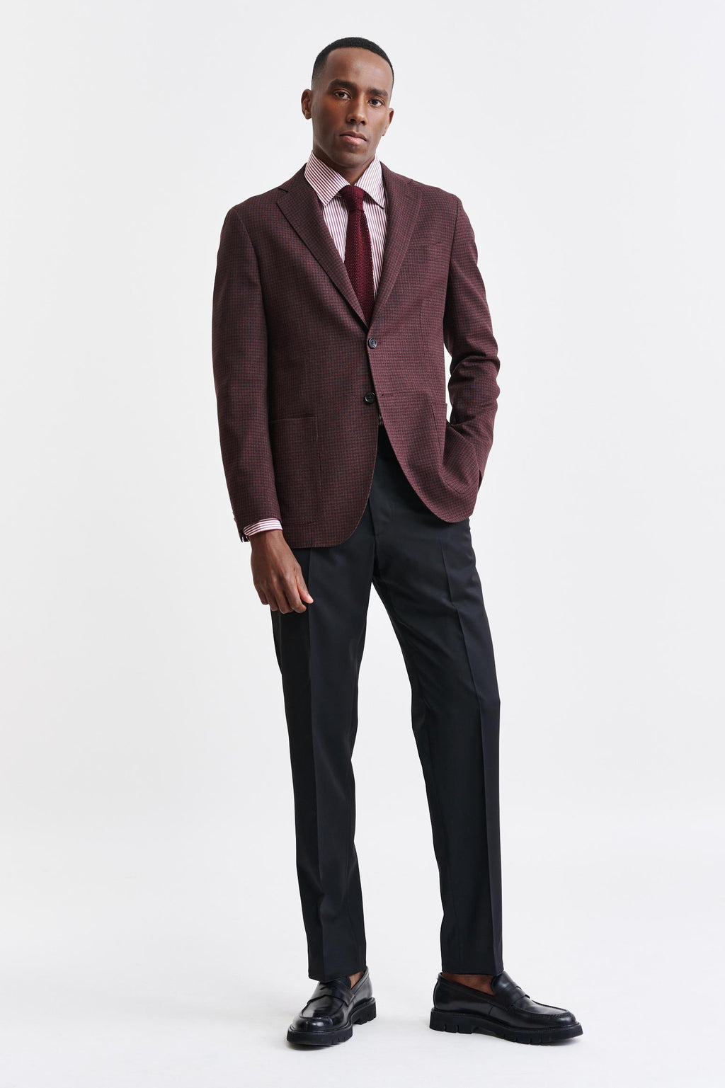 Dark Red 100% Wool Kenton Jacket Jazz — detail 4