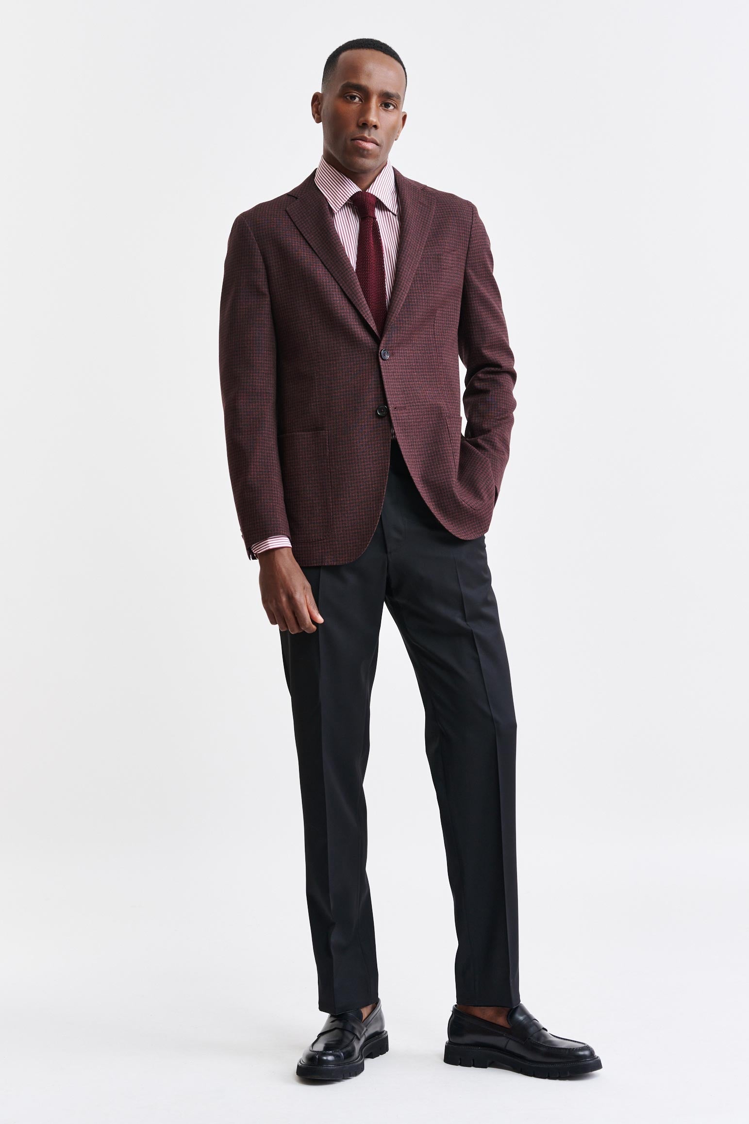 Dark Red 100% Wool Kenton Jacket Jazz — detail 4