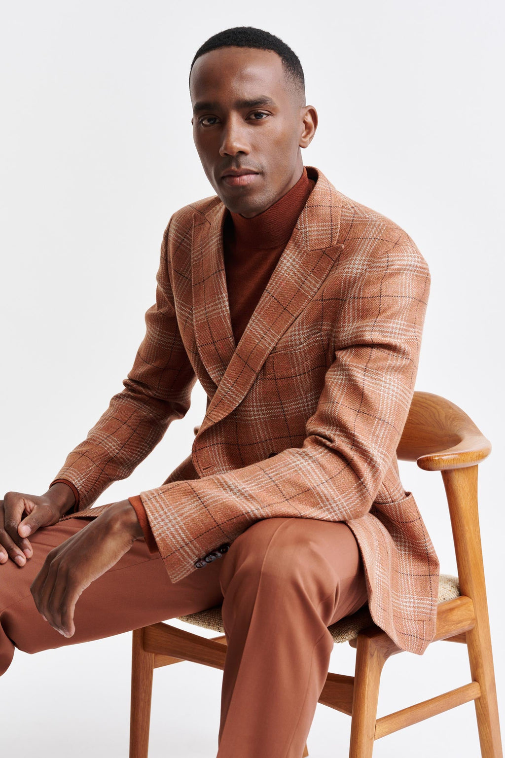 Medium Orange Wool & Linen Kenton Jacket Riviera Trend — detail 6