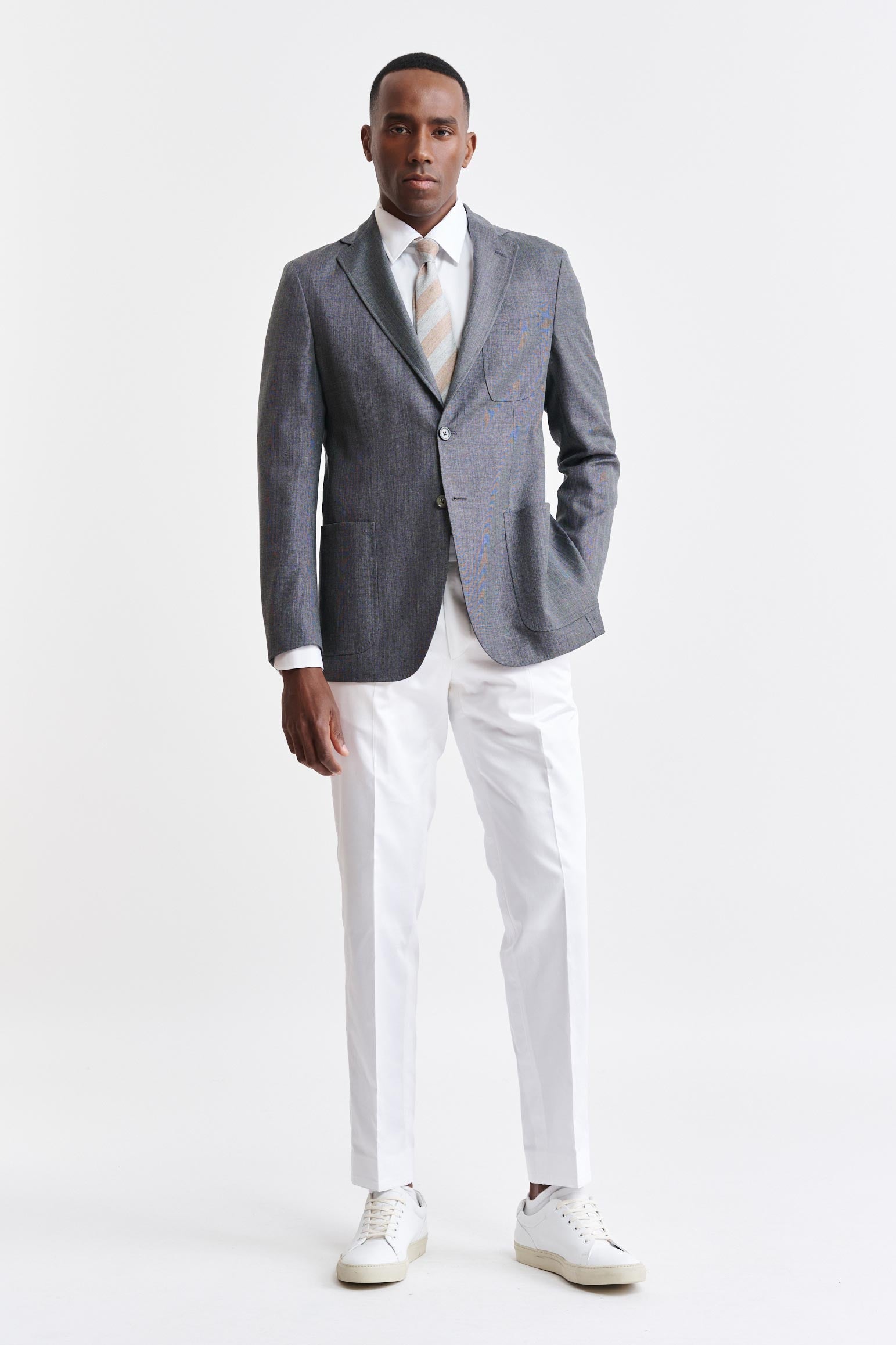 Medium Grey 100% Wool Super 100's Kenton Jacket Image — detail 4