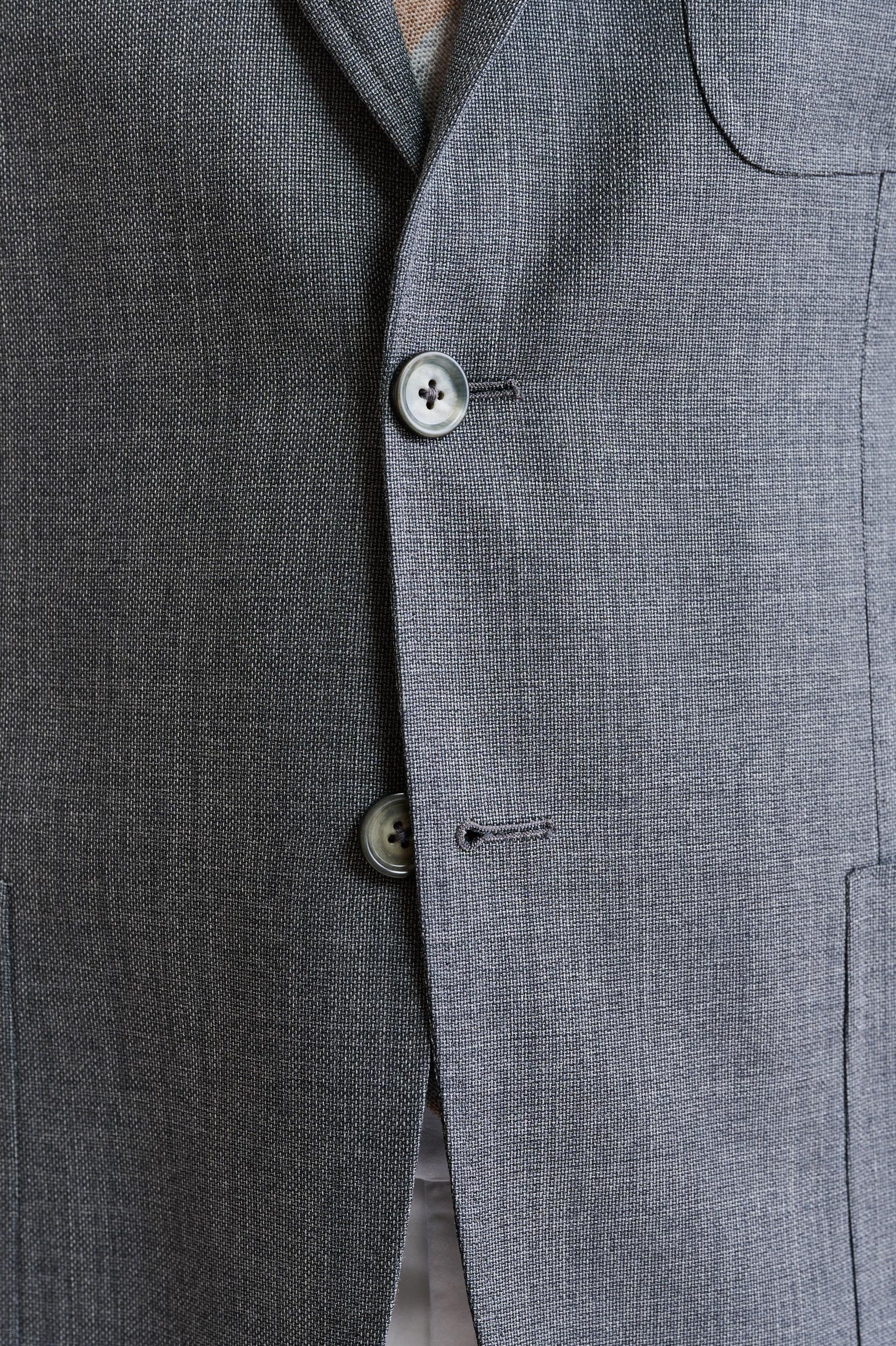 Medium Grey 100% Wool Super 100's Kenton Jacket Image — detail 2