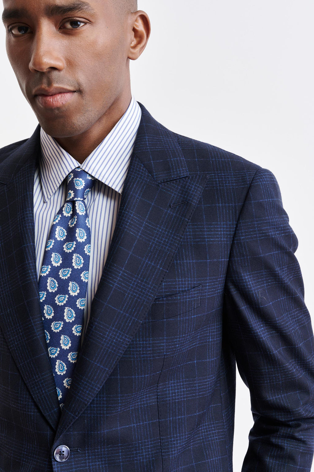 Dark Blue Wool & Cotton Soho Jacket Riviera Trend — detail 5