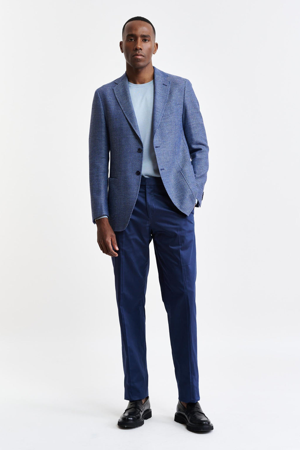Blue Wool & Linen Kenton Jacket Jazz — detail 4