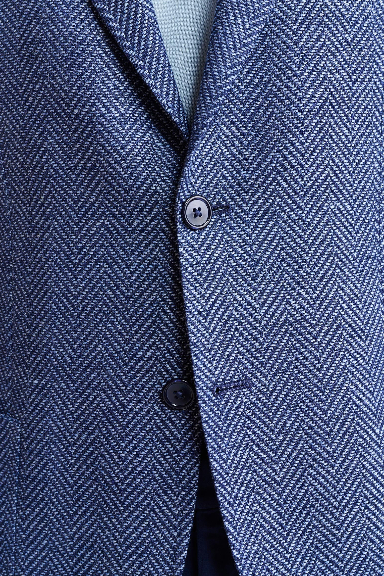 Blue Wool & Linen Kenton Jacket Jazz — detail 2
