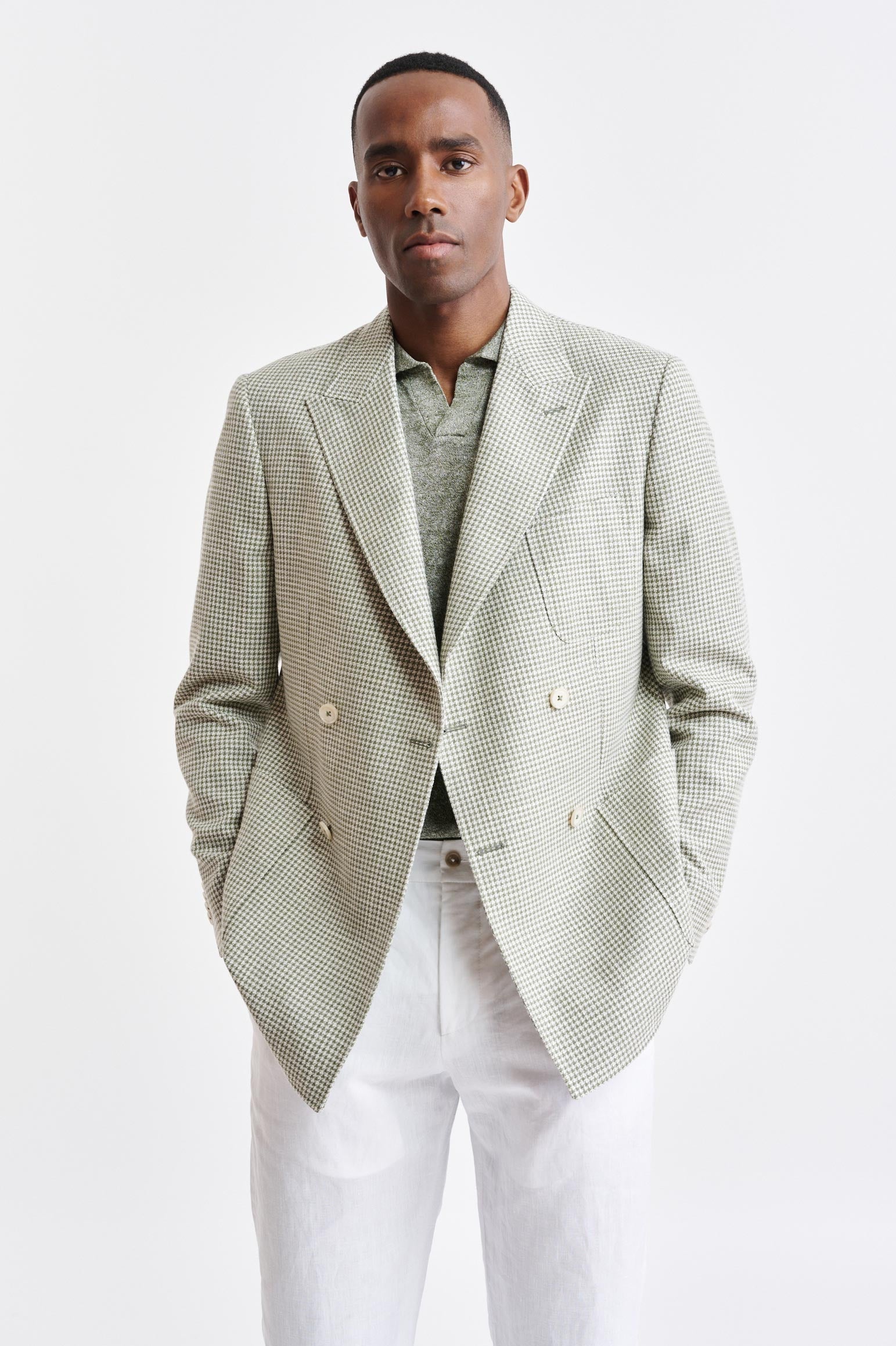 Light Green Wool & Cotton Soho Jacket Riviera Trend — detail 5