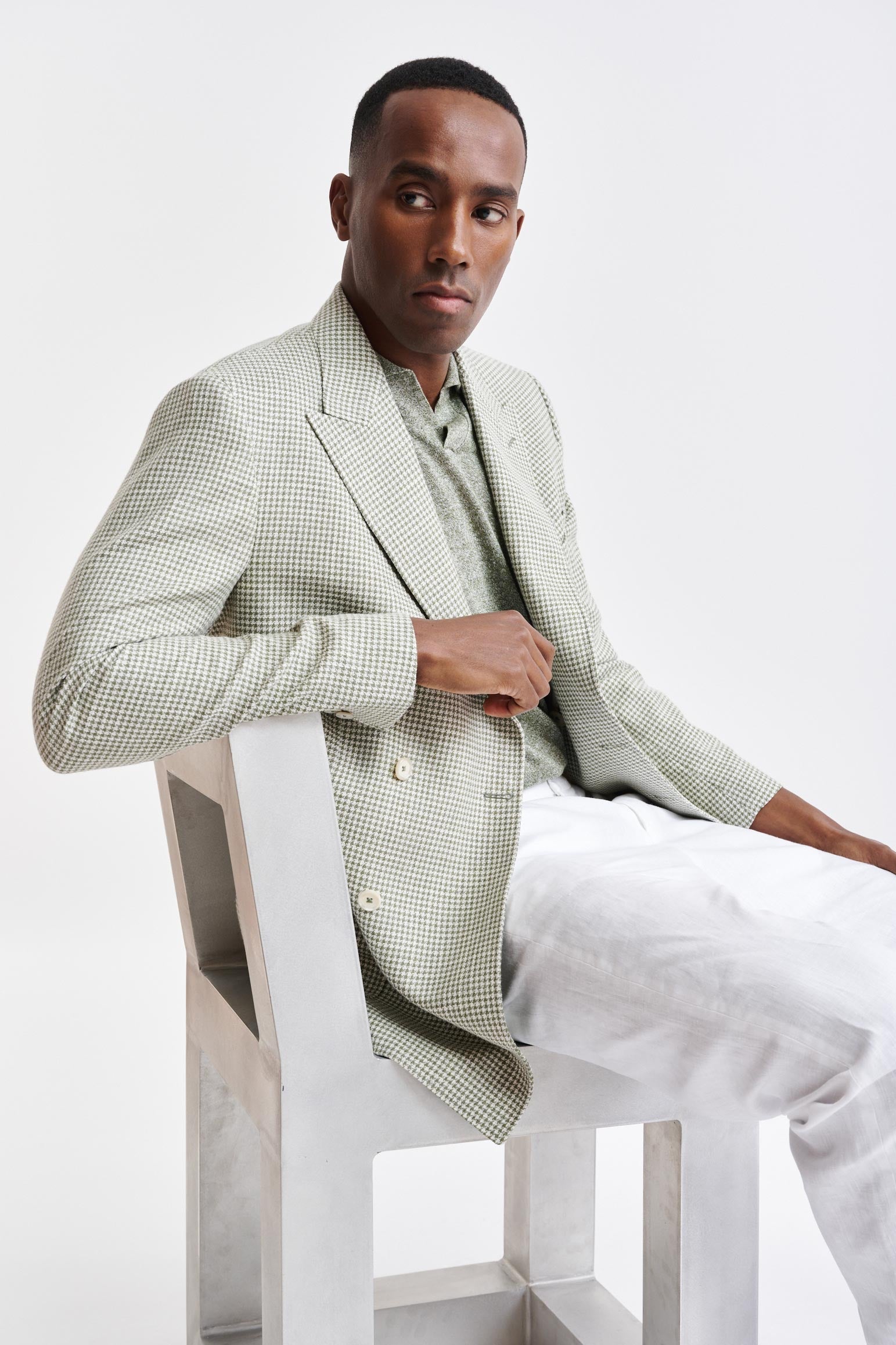 Light Green Wool & Cotton Soho Jacket Riviera Trend — detail 6