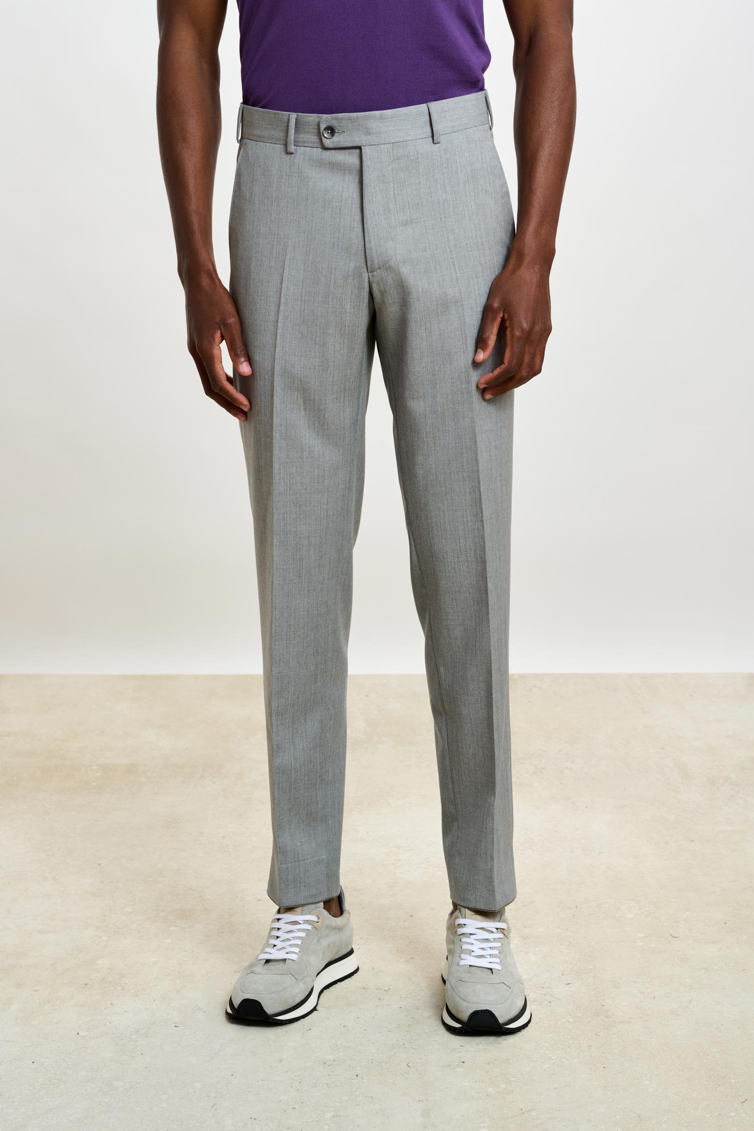 Light Grey Melange Farley Trousers New Deluxe