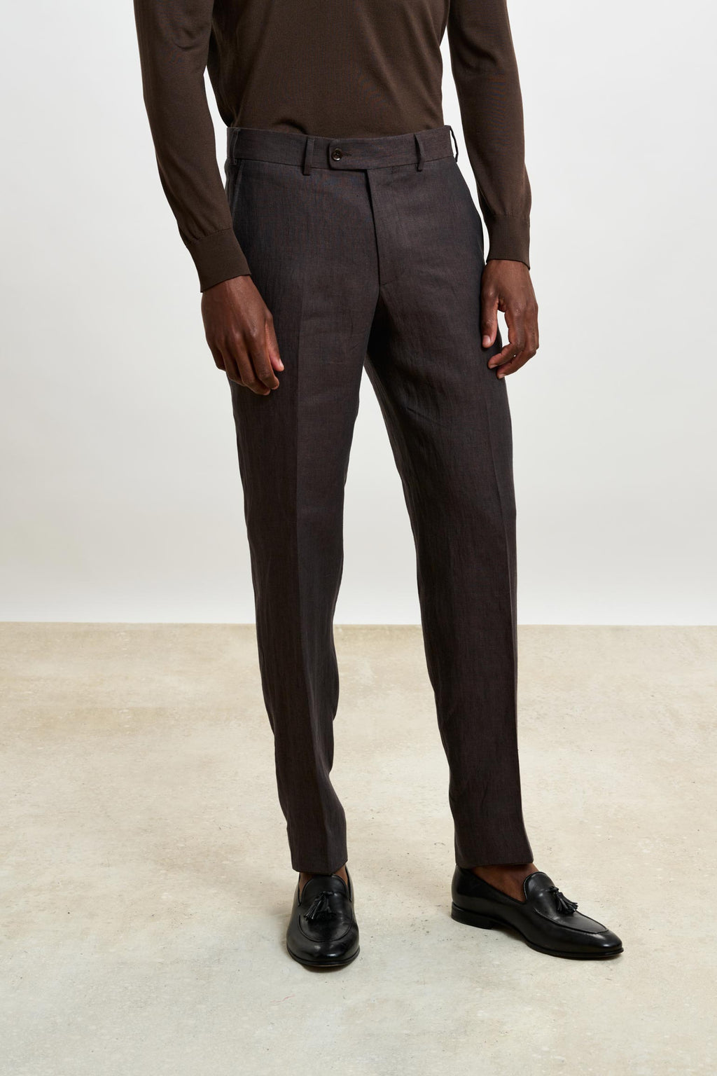 Dark Brown Farley Trousers Pure Linen