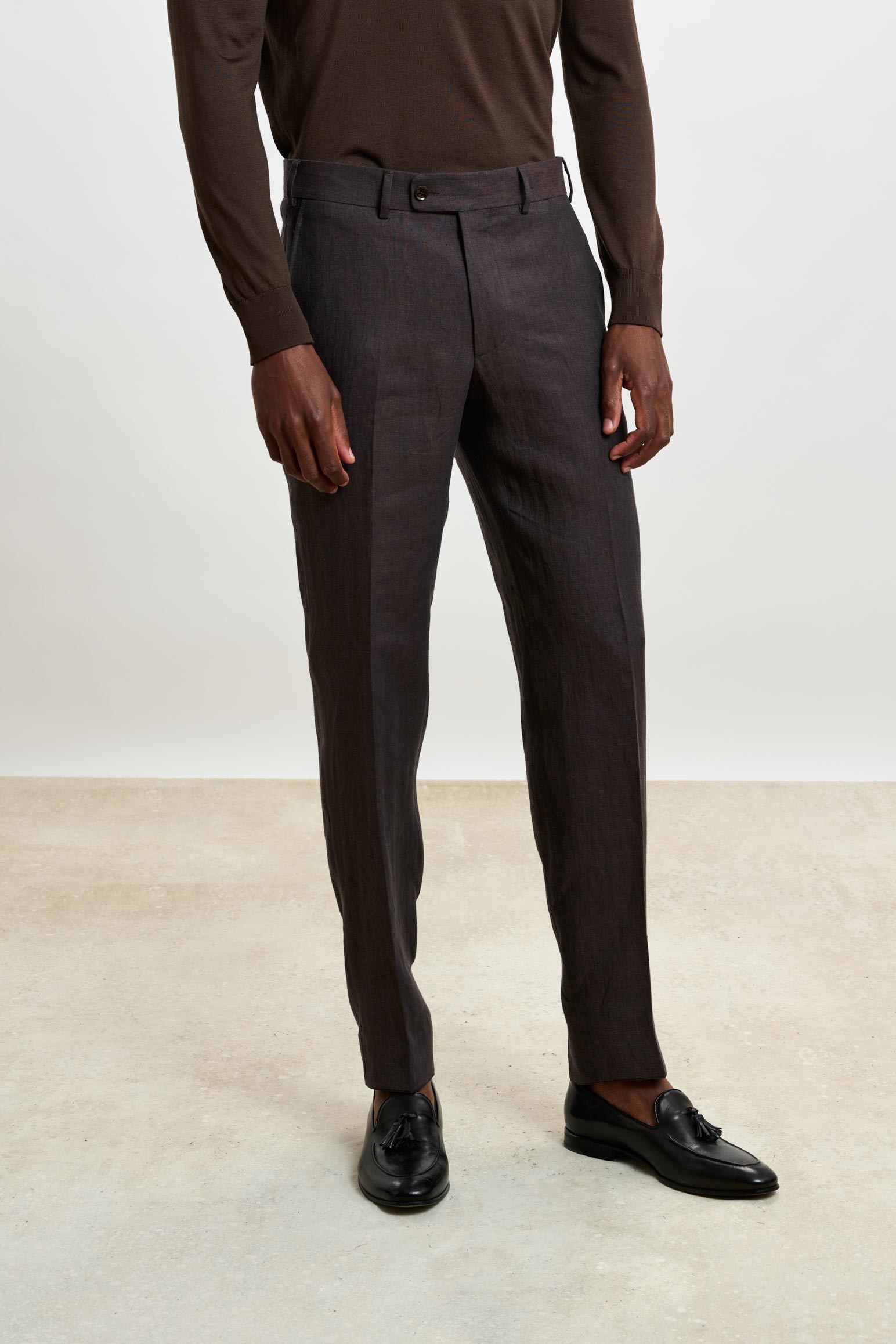Dark Brown Farley Trousers Pure Linen