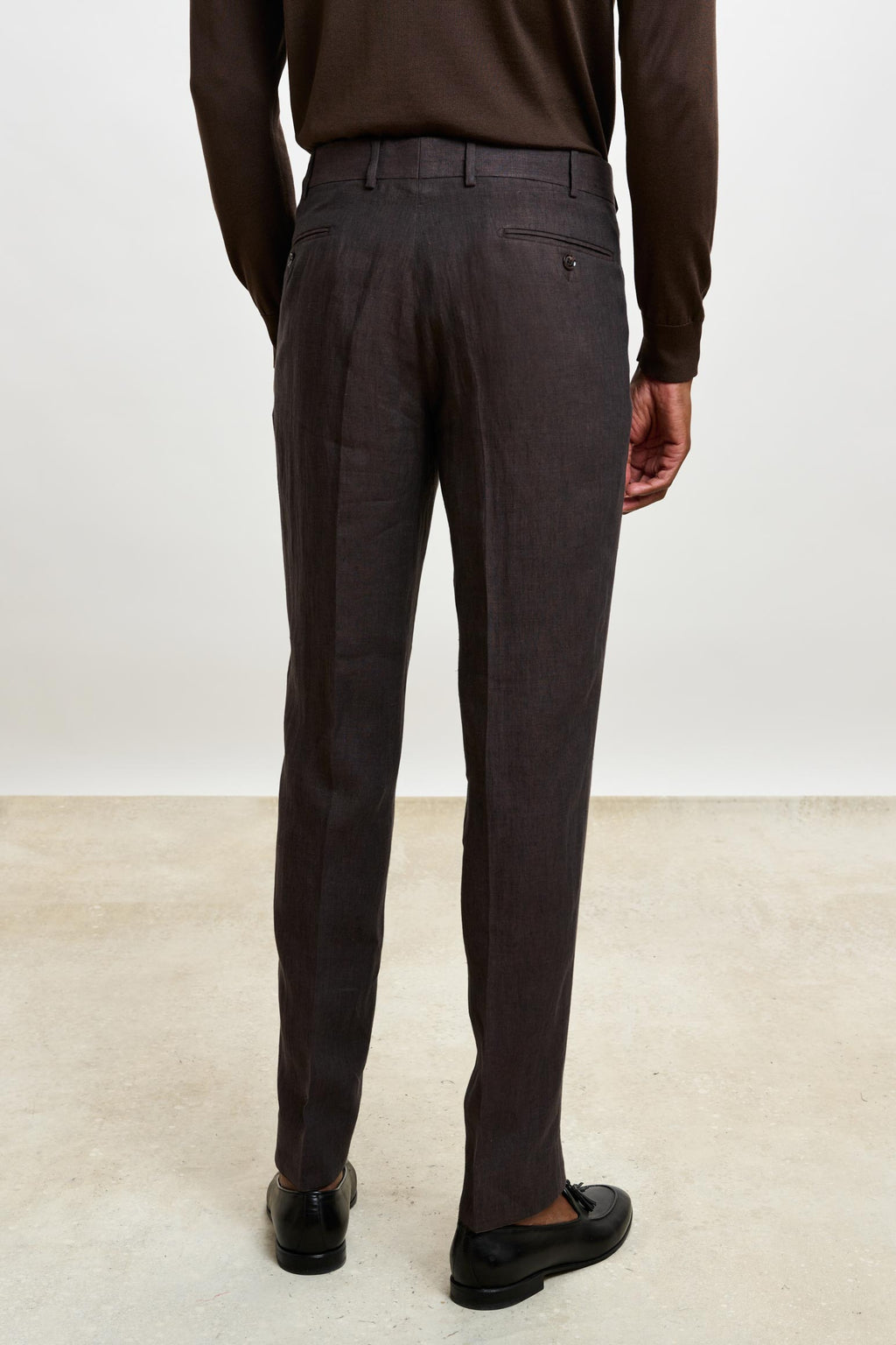 Dark Brown Farley Trousers Pure Linen — detail 2