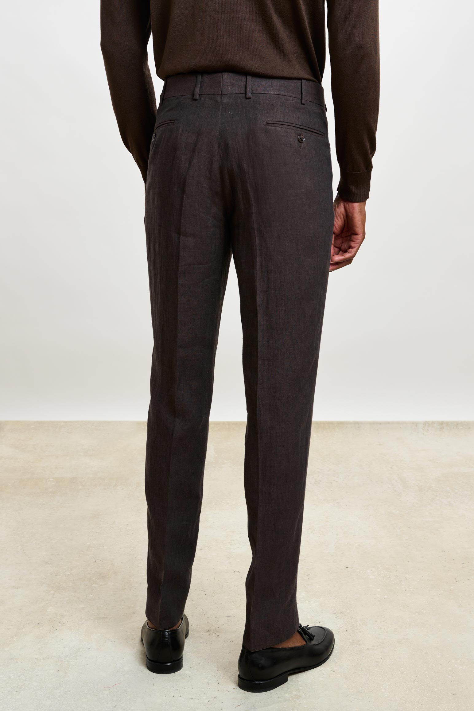 Dark Brown Farley Trousers Pure Linen — detail 2
