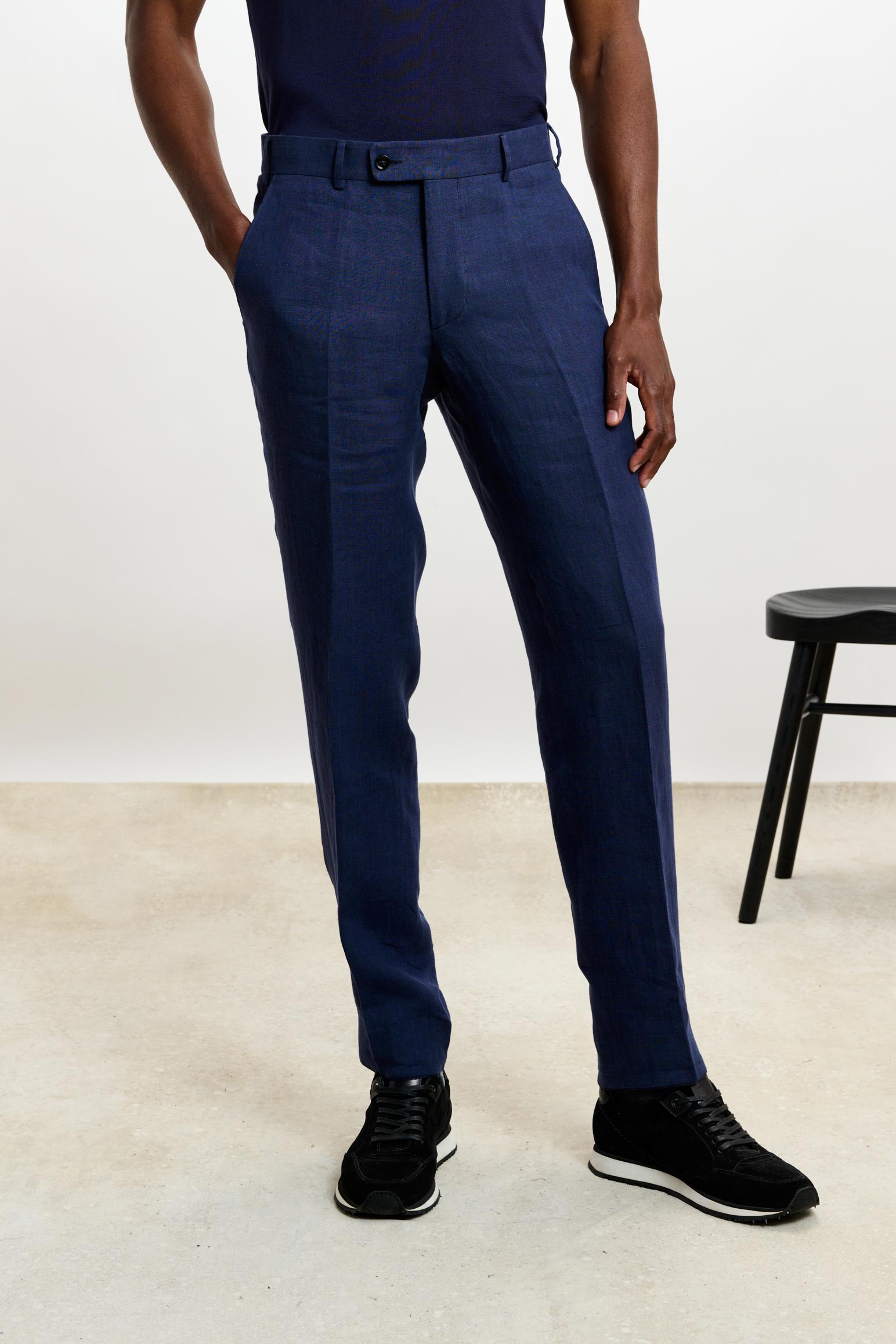 Navy Farley Trousers Pure Linen