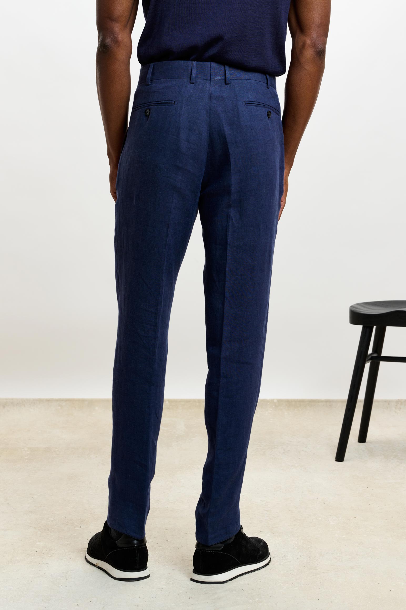 Navy Farley Trousers Pure Linen — detail 2
