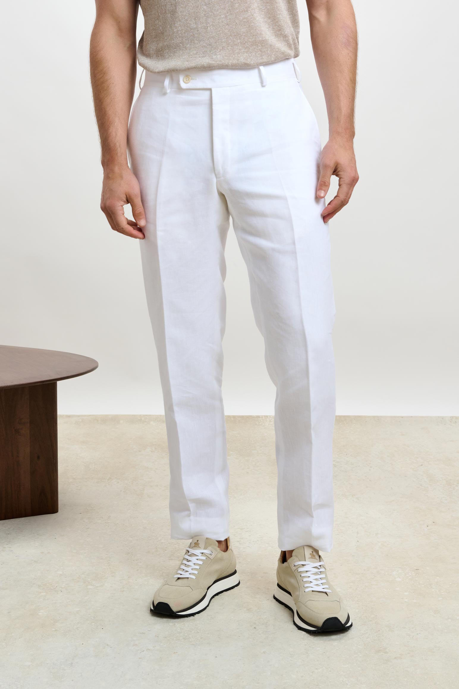 White Farley Trousers Pure Linen