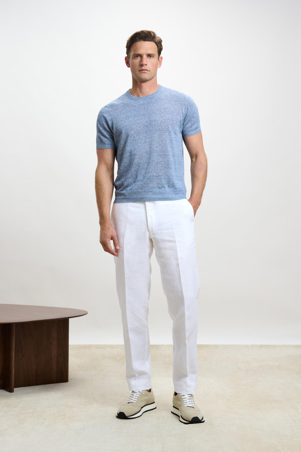 White Farley Trousers Pure Linen — detail 4