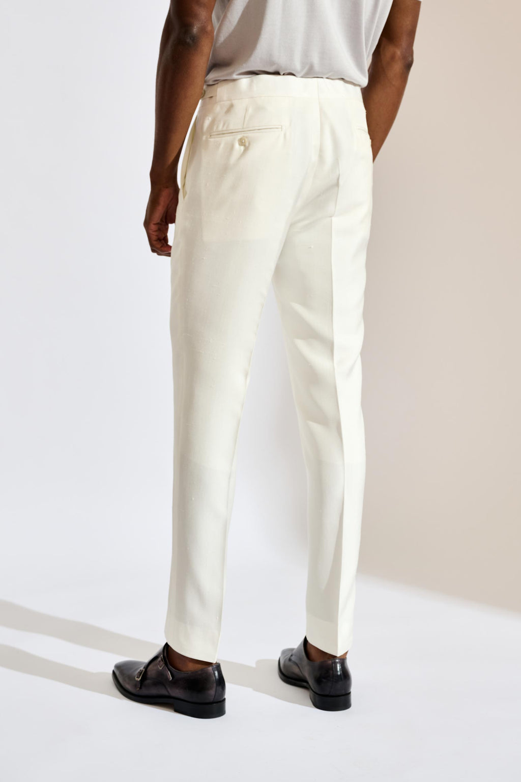 White Silk Farley Trousers Festival — detail 1