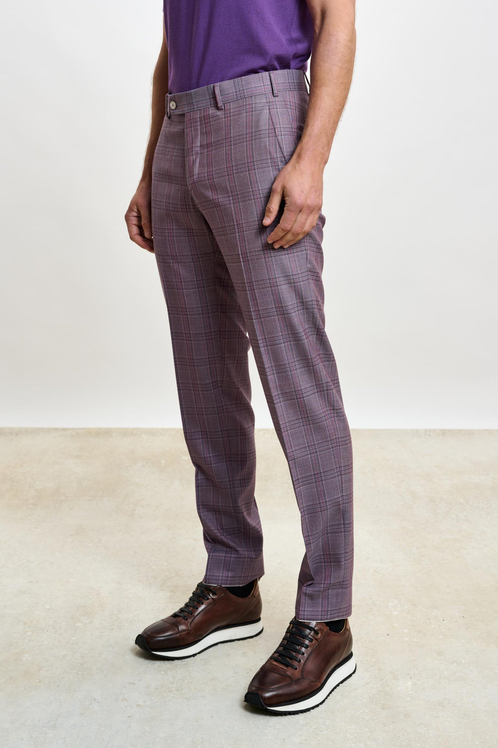 Purple Check Farley Trousers Crossover — detail 1