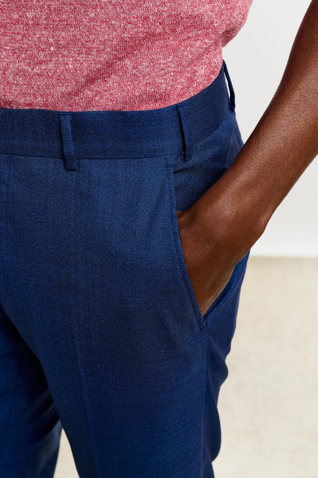 Plain Blue Farley Trousers Crossover — detail 2