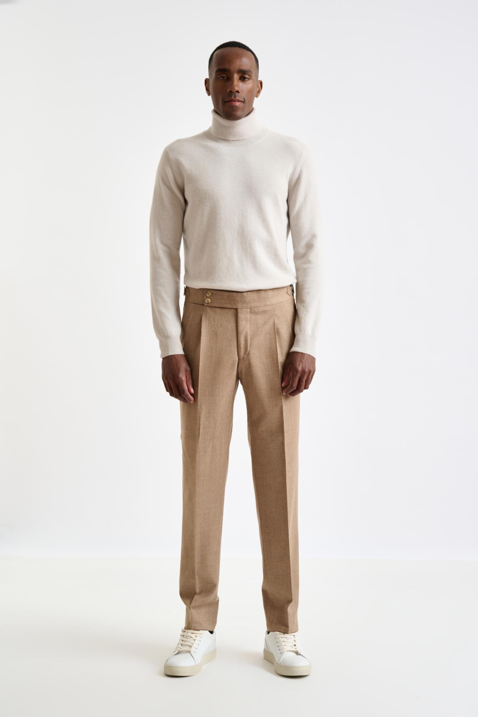 Camel Super 100's Wool Farley Trouser Flannel Saxony — detail 2