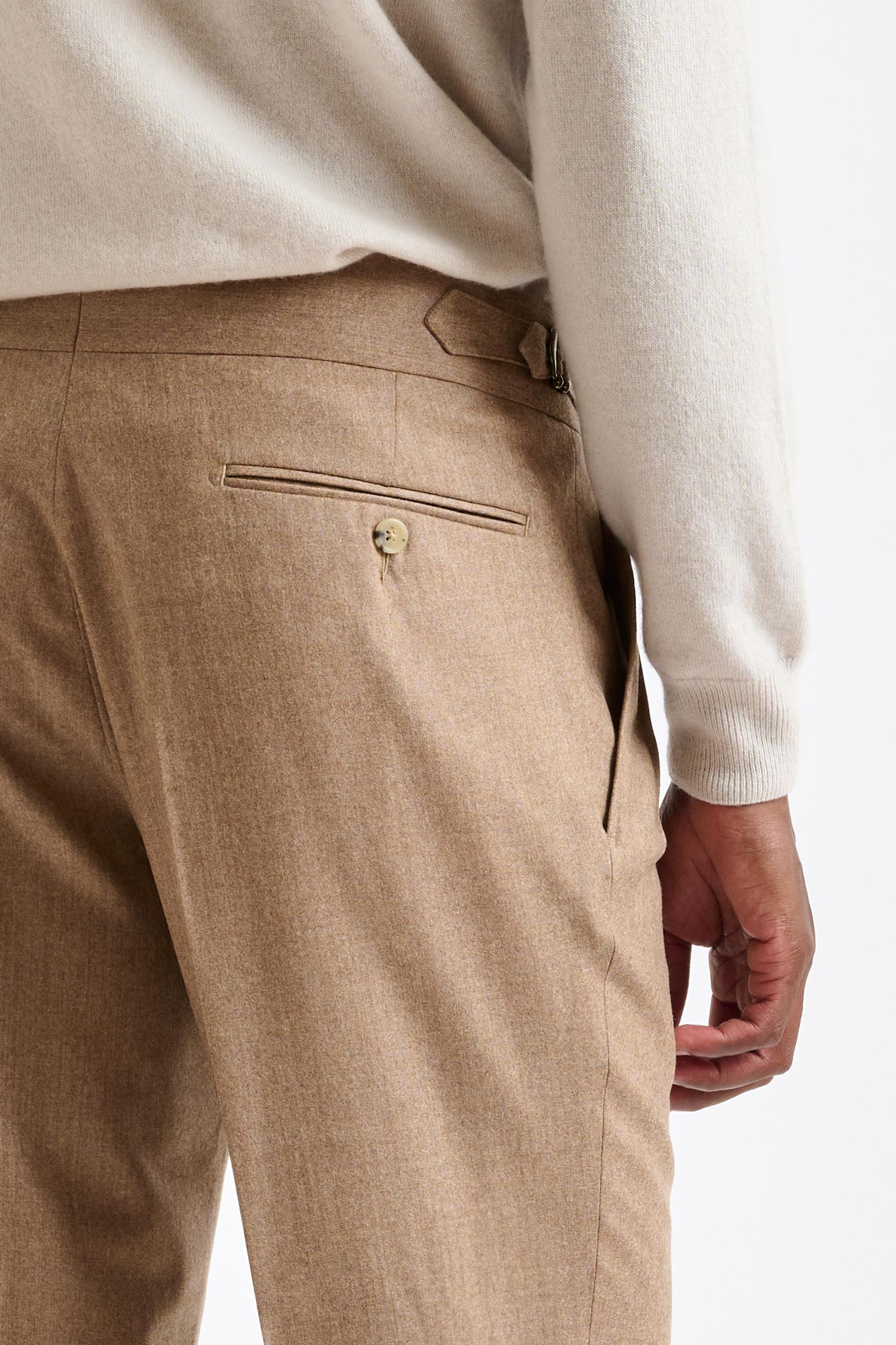 Camel Super 100's Wool Farley Trouser Flannel Saxony — detail 4