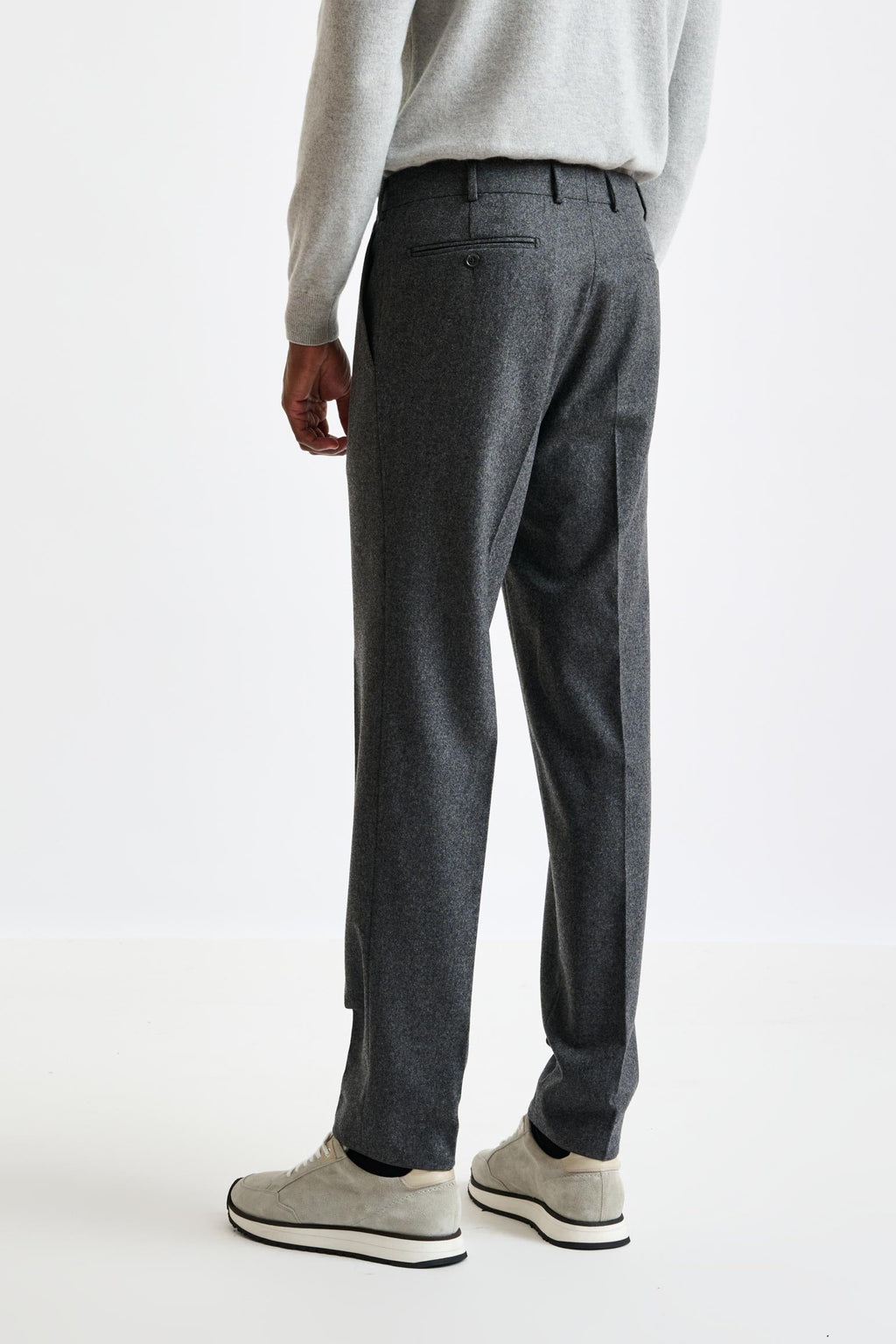 Light Grey Super 100's Wool Farley Trousers Flannel Saxony — detail 3