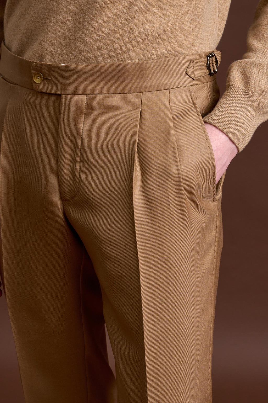 Brown 100% Cashmere Gibbet Trousers Golden Gate — detail 4