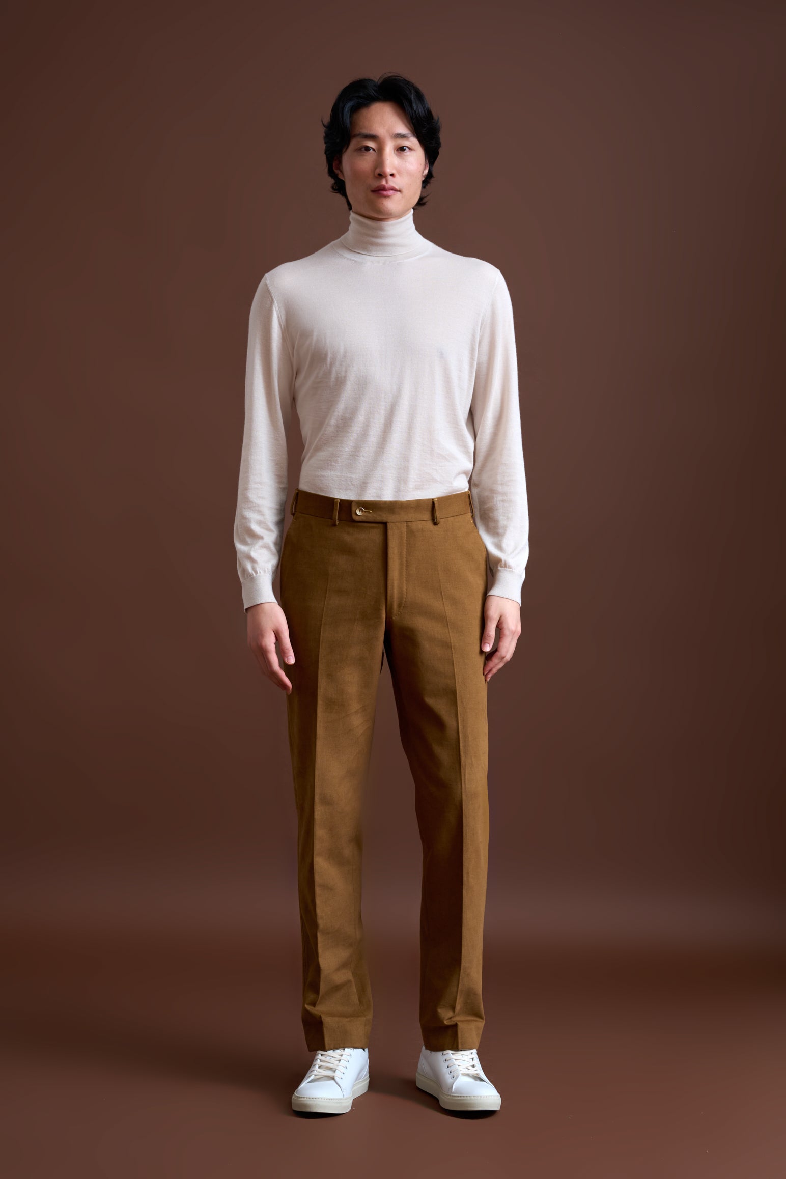 Brown Cotton & Cashmere Farley Trousers — detail 1
