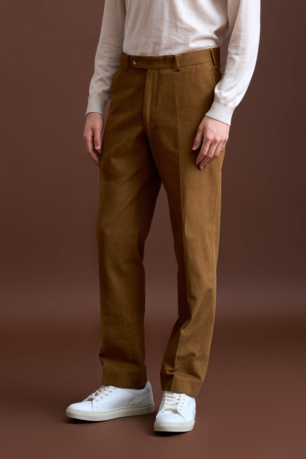 Brown Cotton & Cashmere Farley Trousers