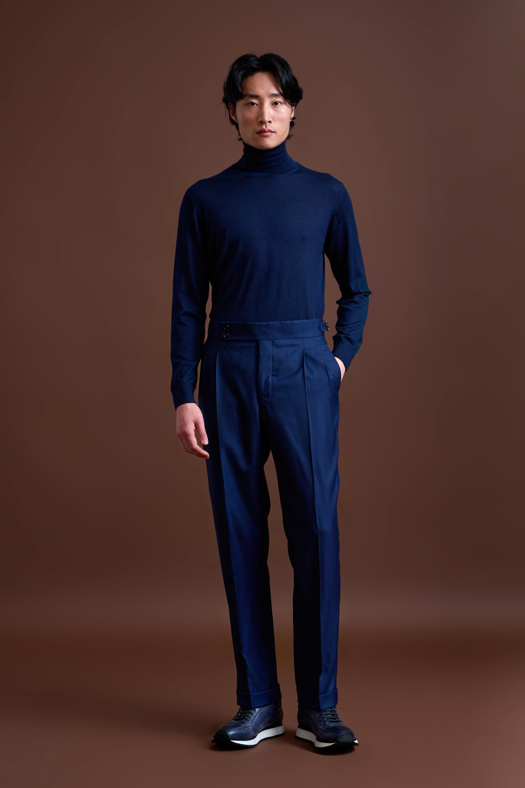 Blue 100% Cashmere Gibbet Trousers Golden Gate — detail 3