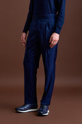 Blue 100% Cashmere Gibbet Trousers Golden Gate
