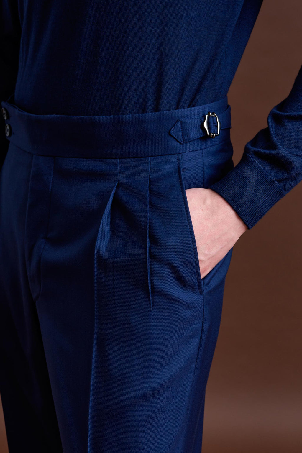 Blue 100% Cashmere Gibbet Trousers Golden Gate — detail 1