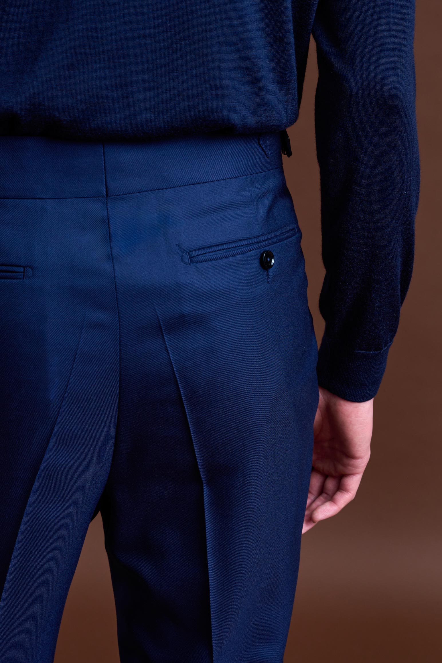 Blue 100% Cashmere Gibbet Trousers Golden Gate — detail 2