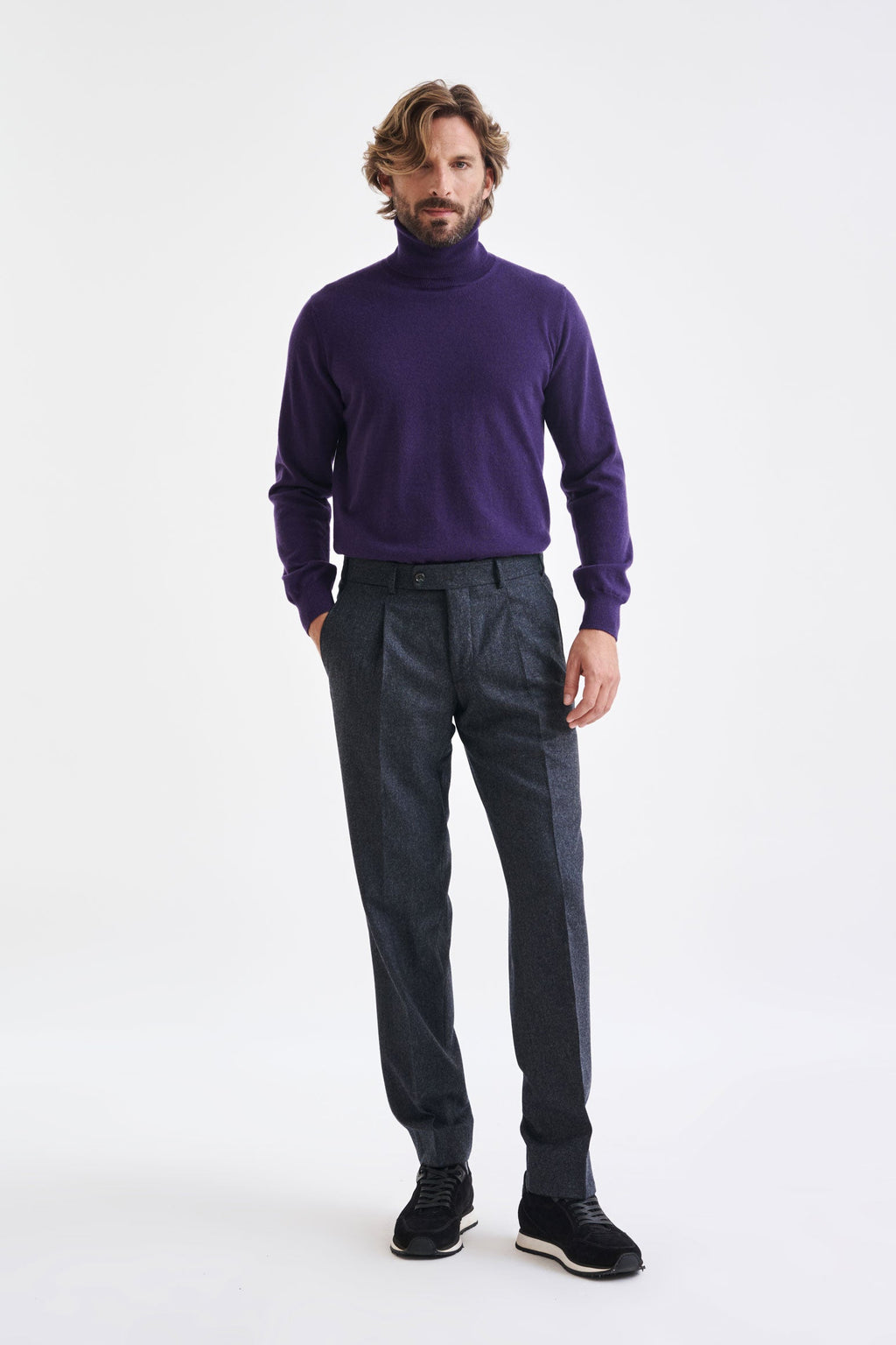 Dark Grey Super 100's Wool Farley Trouser Flannel Saxony — detail 1