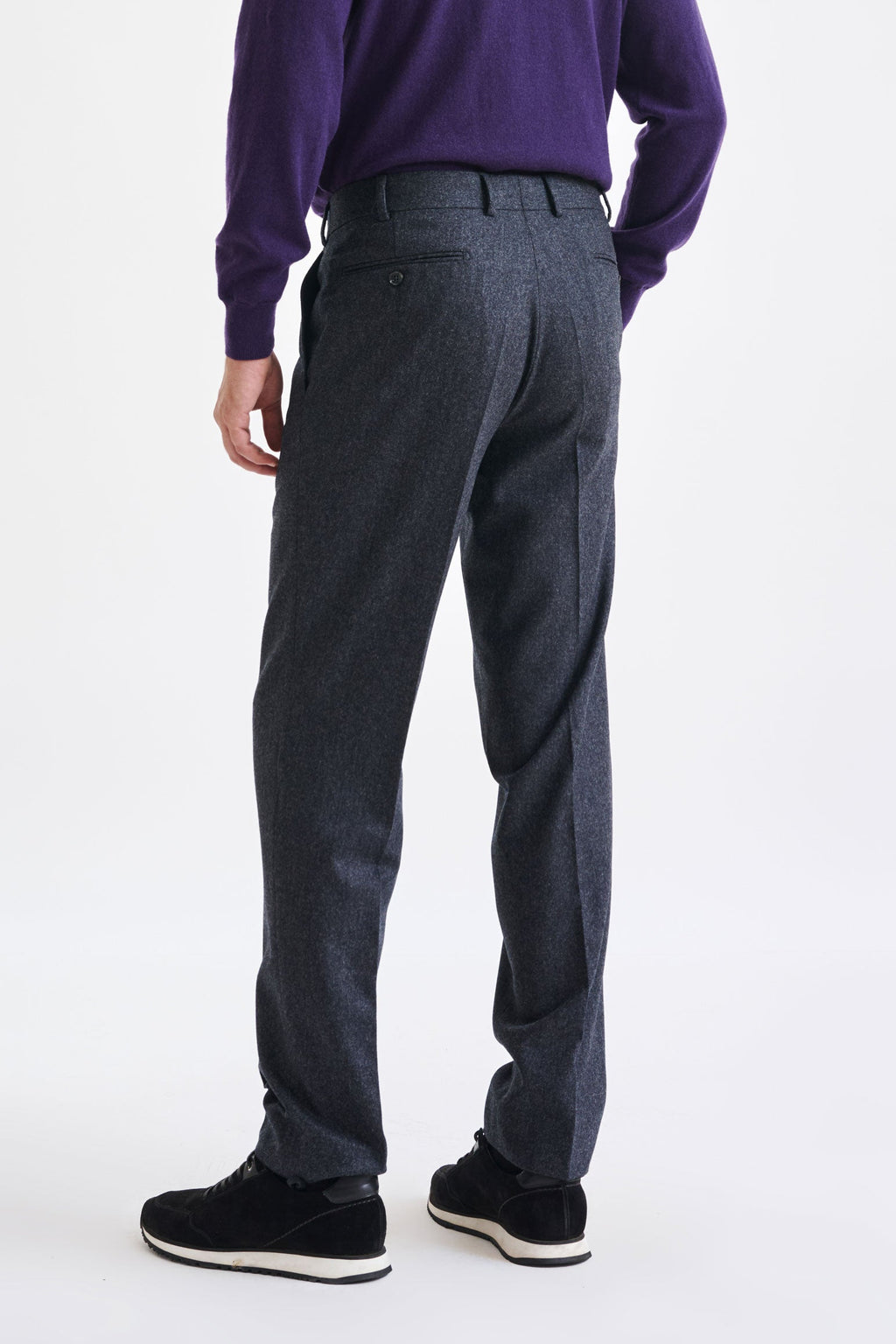 Dark Grey Super 100's Wool Farley Trouser Flannel Saxony — detail 2