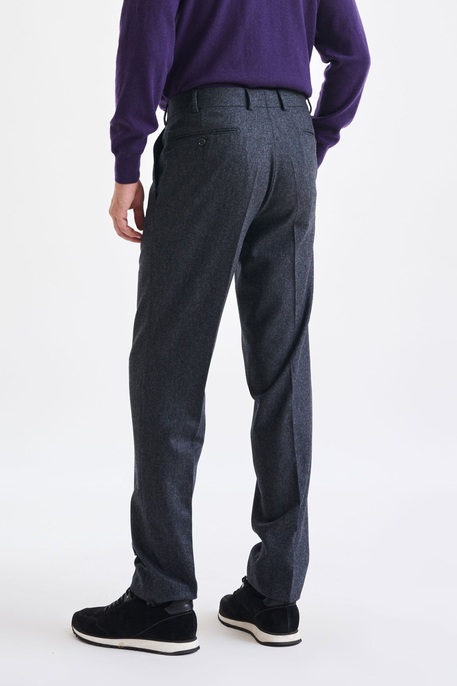 Dark Grey Super 100's Wool Farley Trouser Flannel Saxony — detail 2