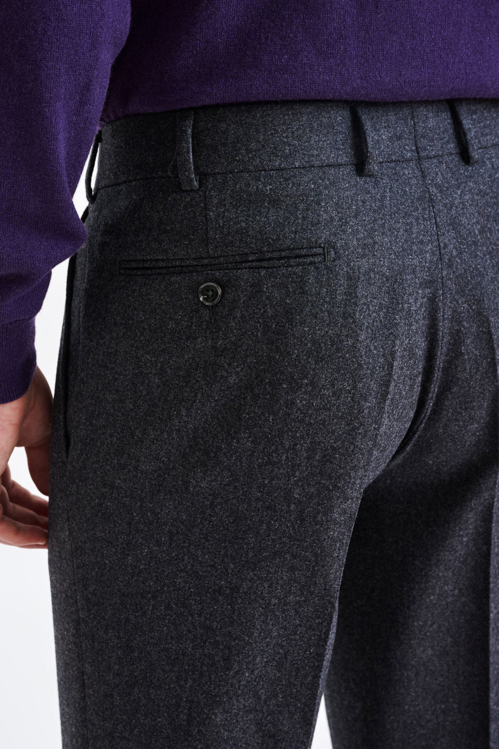 Dark Grey Super 100's Wool Farley Trouser Flannel Saxony — detail 4