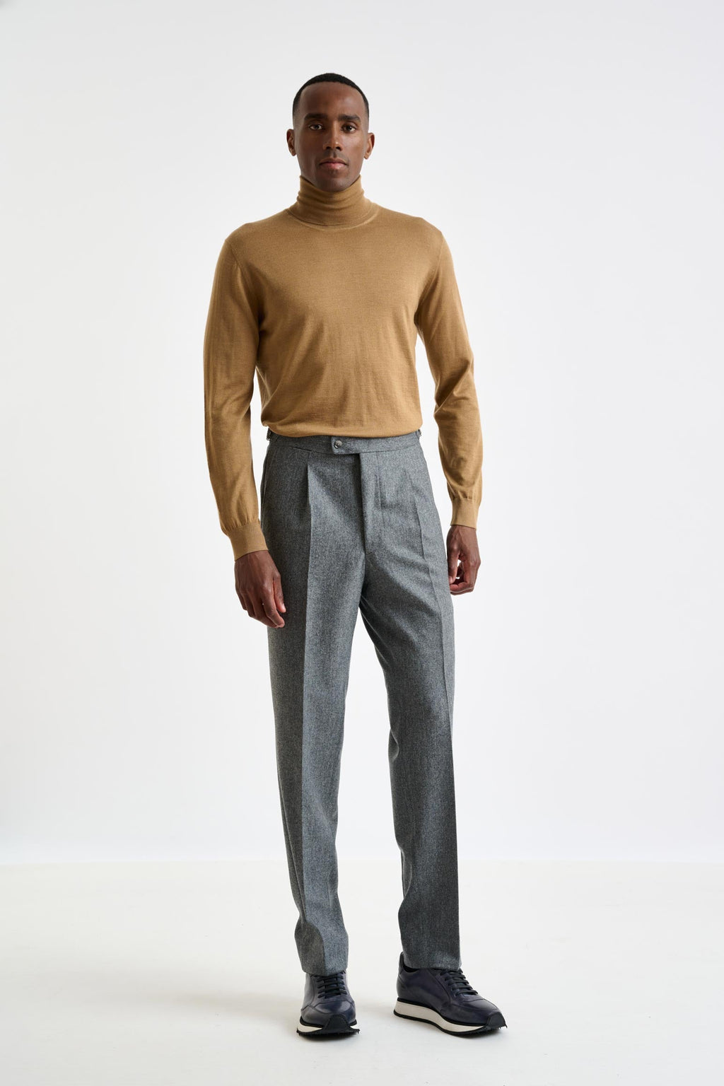 Grey Super 100's Wool Farley Trousers Flannel Saxony — detail 2