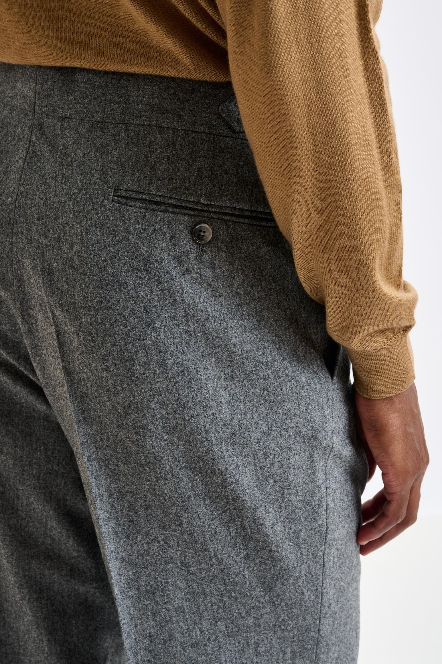 Grey Super 100's Wool Farley Trousers Flannel Saxony — detail 1