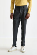 Grey Super 120's Wool Farley Trousers Flannel & Saxony