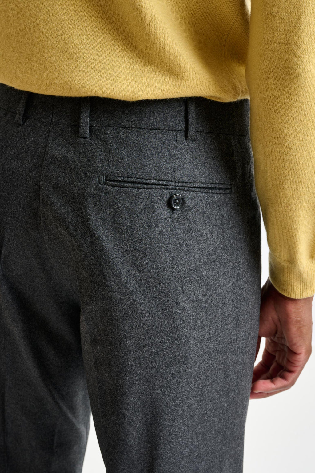 Grey Super 120's Wool Farley Trousers Flannel & Saxony — detail 4