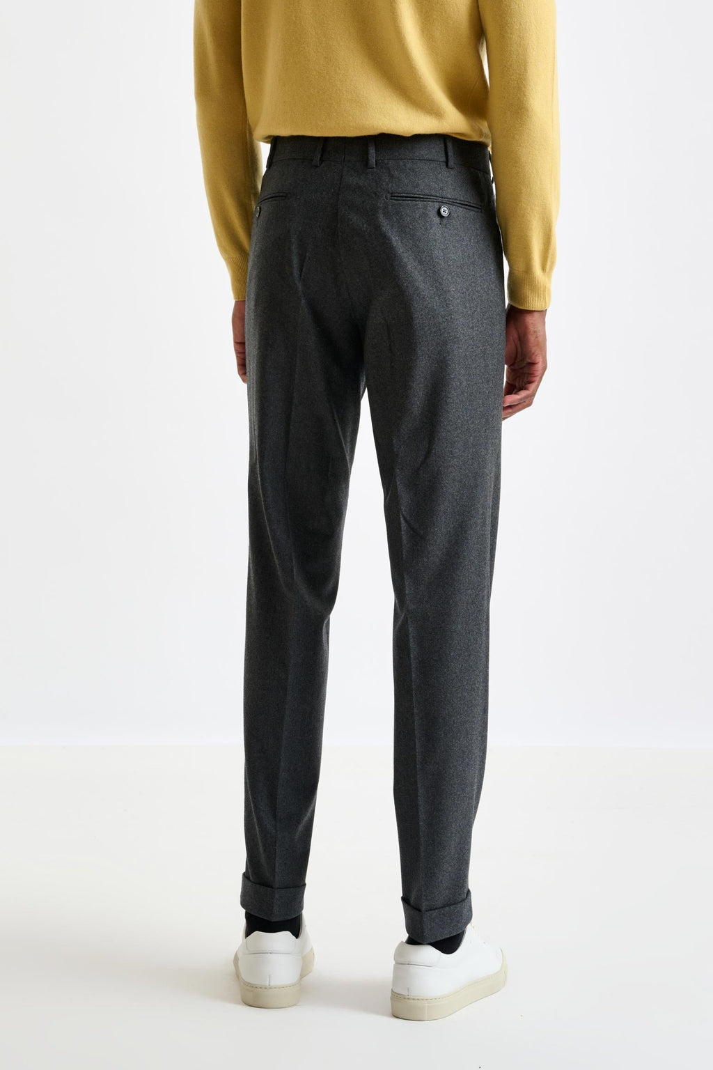 Grey Super 120's Wool Farley Trousers Flannel & Saxony — detail 3